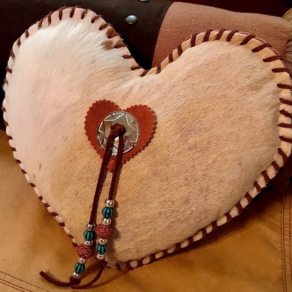 Leather Other - Heart Shaped Cowhide Throw Pillow